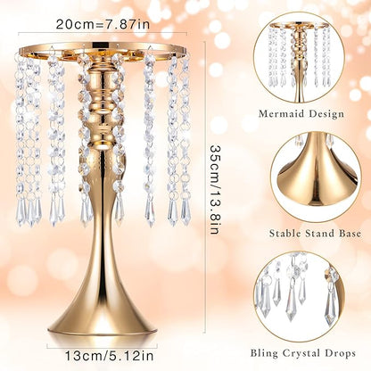 Unittype 20 Pcs Wedding Centerpieces for Tables 13 Inch Tall, Crystal Flower Stand Floral Vases for Tabletop Flower Arrangement Stand Valentines Gift Baptism Christmas Party Decor (Gold)