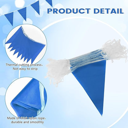 100 Feet Pennant Banners Flags 75 Solid String Triangle Flags for Grand Opening, Carnival Theme Birthday Party Decoration Outdoor Events Classroom Decoration(Blue)