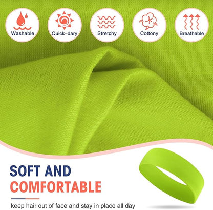 Hotop 20 Pcs Sport Stretchy Headbands for Girls Women Non Slip Soft Fabric Elastic Headband Bulk for Yoga DIY Team Gifts