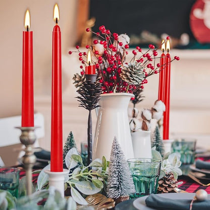 14 Pack Tall Taper candles-10 inch Red Unscented Candles with 8-Hour Burn Time for Christmas, Weddings, New Year Celebrations, Festive Gatherings