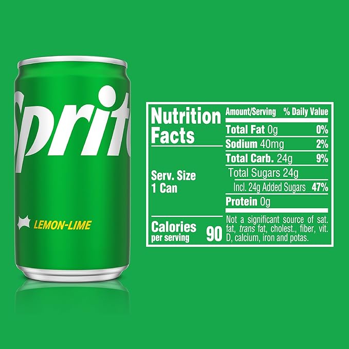 Sprite Lemon Lime Soda Soft Drinks, 7.5 fl oz, 10 Pack