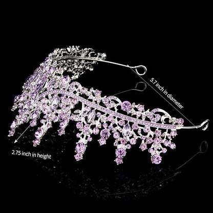 TOBATOBA Tiaras for Women, Purple Crystal Tiara Crowns for Women, Wedding Tiara for Bride Queen Crown, Royal Princess Quinceanera Headpieces for Birthday Prom Pageant Halloween Cosplay Accessories