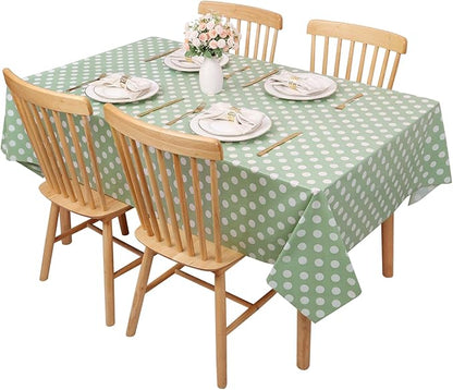 Kesfey 3 Pack Sage Green Polka Do Table Cloths 54 x 108 Inch Sage Green and White Dots Tablecloth Disposable Plastic Sage Green Tablecover Waterproof Rectangle Picnic Table Covers for Birthday Party