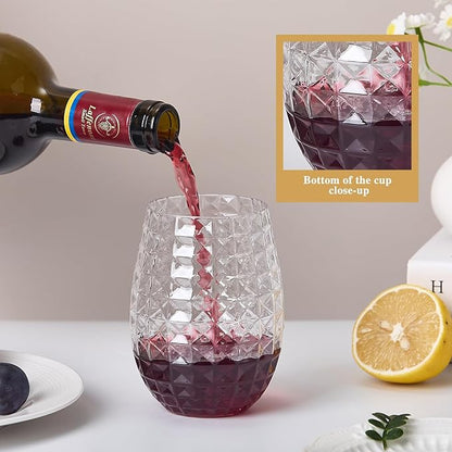 20 Pack Plastic Wine Glasses, 16Oz Disposable Wine Glasses Unbreakable Clear Plastic Cocktail Glasses Recyclable Shatterproof Reusable Wine Cups (16oz-20pack)