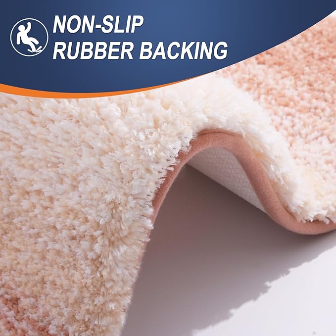 OLANLY Bathroom Rugs Mat 47x24, Extra Soft Absorbent Microfiber Bath Rugs, Rubber Backing, Quick Dry, Machine Washable Bath Mats for Bathroom Floor, Tub and Shower, Home Decor Accessories, Peach