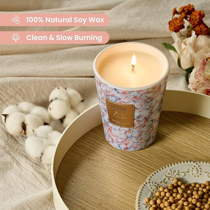 M&SENSE Solar Flowers Scented Candles for Home, 3 Wick Highly Scented Jar Candle, 14.1 Oz 80H Long Lasting Burning Christmas Candle for Women, Aromatherapy Candles for Holiday Christmas Gift