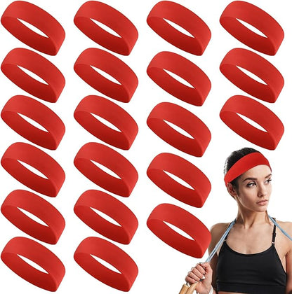 Hotop 20 Pcs Sport Stretchy Headbands for Girls Women Non Slip Soft Fabric Elastic Headband Bulk for Yoga DIY Team Gifts