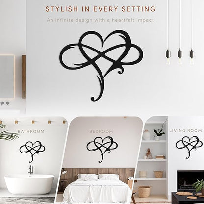 Infinity Heart Metal Wall Art for Home Decor, Eternal Love Sign Steel Wall Plaque, Home Wedding Decor, Eye-Catching Addition to Living Room, Above Bed Decor for Bedroom Ornaments
