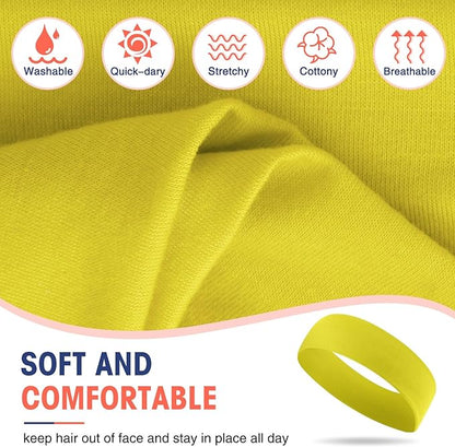 Hotop 20 Pcs Sport Stretchy Headbands for Girls Women Non Slip Soft Fabric Elastic Headband Bulk for Yoga DIY Team Gifts