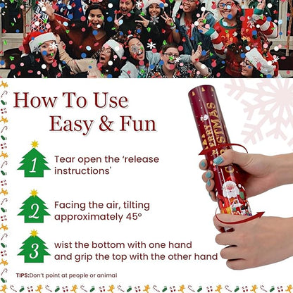 Christmas Confetti Cannon Confetti Poppers12 Inch Xmas Party Popper 12 Pack Confetti Party Cannon Christmas Decorations for 2025 Celebration New Year