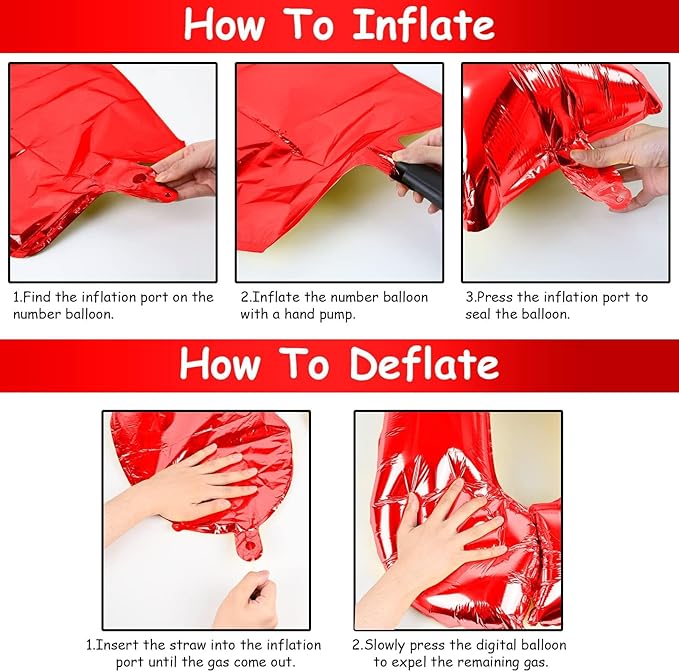 Red Number 1 Balloons, 40 Inch Large Foil Number Balloons Set 0-9 for Women, Self Inflating Digital 1 Helium Balloon for Girls Boys 1st Age Birthday Anniversary Party Decorations Photo Shoot Supplies