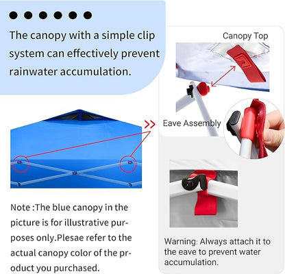 CROWN SHADES 10x10 Pop Up Canopy, Patented Center Lock One Push Tent Canopy, Newly Designed Storage Bag, 8 Stakes, 4 Ropes (10x10, Grey)