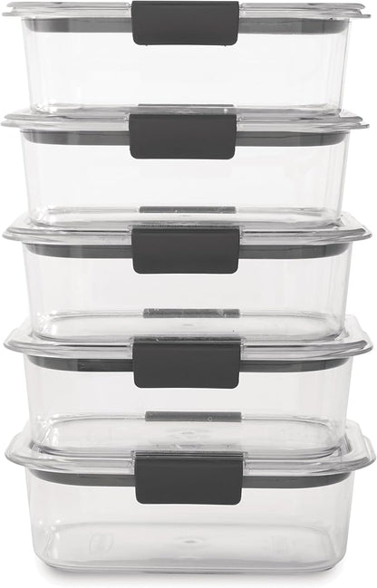 Rubbermaid Brilliance Tritan Plastic Food Storage Containers BPA Free Airtight Lids Ideal for Lunch Meal Prep & Leftovers Set of 5 (3.2 Cup)
