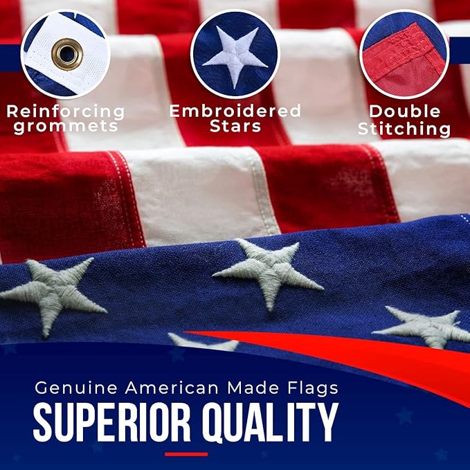 Large American Flag for Outside 10x15 | American Flag 100% Made in USA -US Flag Heavy Duty Outdoor with Embroidered Stars and Sewn Stripes Outdoor Flag for High Wind - FMAA Certified