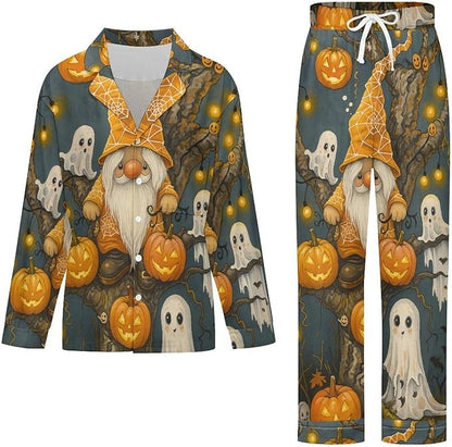 Lemons Leaves Ceramic Style Womens Pajama Set Long Sleeve Pajamas Top And Pants Soft Loungewear Pjs Sets