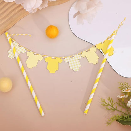 Yellow Baby Shower Cake Topper - Yellow Bodysuit Gingham Cake Topper,Gender Reveal Decor,Baby Shower Cake Decorations,Gingham Onesie Party Decorations (yellow)