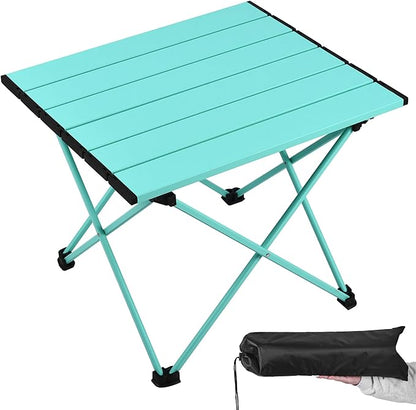 Grope Portable Camping Table with Aluminum Table Top, Folding Beach Table Easy to Carry, Prefect for Outdoor, Picnic, BBQ, Cooking, Festival, Beach, Home (Sky Blue-M)