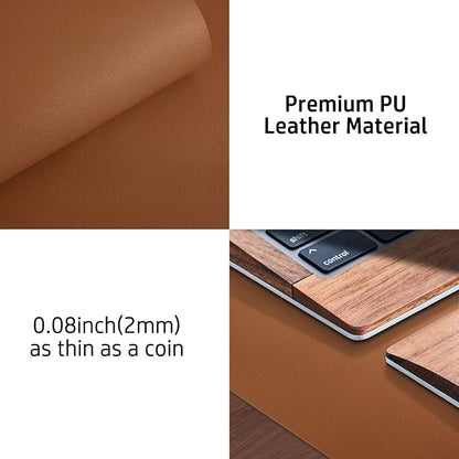 Aothia Leather Desk Pad Protector, Mouse Pad, Office Desk Mat, Non-Slip PU Leather Desk Blotter, Laptop Desk Pad, Waterproof Desk Writing Pad for Office and Home (48"x17",Brown)