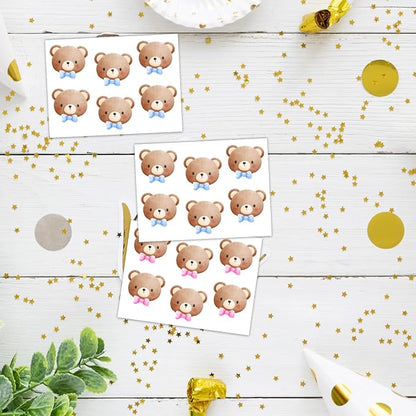 Gender Reveal Party Games, Bear Theme Baby Gender Reveal Voting Board Sign, 48 Stickers, "He or She, WHAT WILL BABY SMITH BE?" - Baby Gender Reveal Party Decorations Games for Boy or Girl Shower .