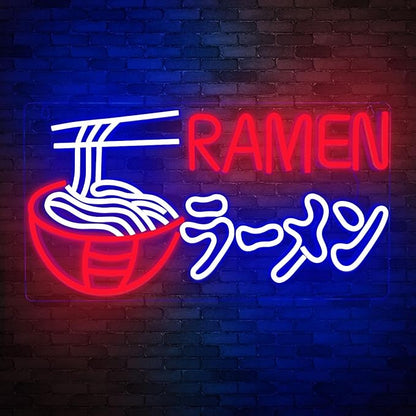 Ramen Neon Sign Japanese Noodles Neon Light for Wall Decor Dimmable LED Ramen Light Up Signs USB Powered Food Shop Neon Signs for Restaurant Store Kitchen Home Bar Dinning Room Christmas