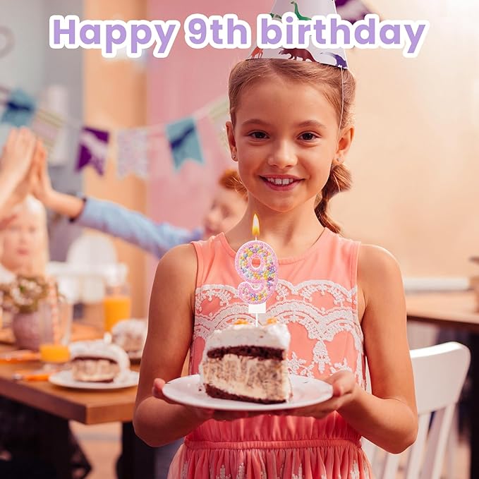 MTLEE Number 9 Birthday Candle with 12 Pcs Spiral Candles for Girls Macaron Pastel Rainbow Unicorn Pink Cake Topper for Sweet Theme Party Decoration
