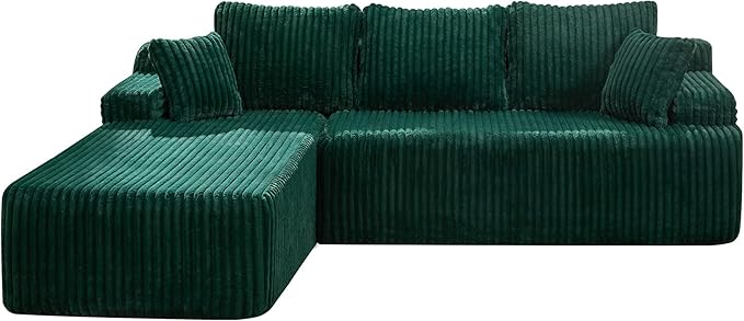 Hobestluk Modular Sectional Sofa Couches L-Shape Couch 3 Seat Modular Sofa Memory Foam Sectional Couches for Living Room, Cloud Couch with Oversized Chaise (108" Left Facing Chaise)