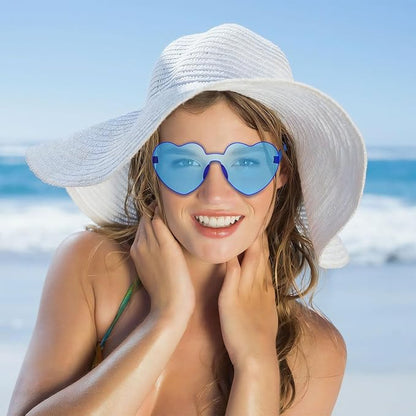 SUNOVELTIES 18 Heart Shape Rimless Sunglasses Transparent Candy Color Party Glasses Colored Eyewear for Women