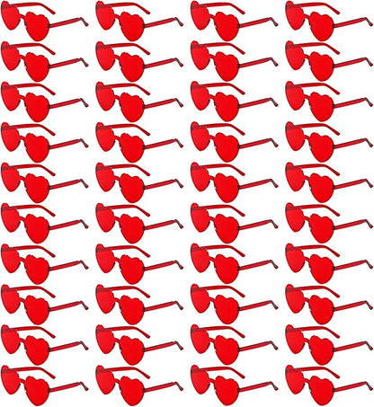 40 Pairs Heart Shaped Sunglasses Bulk, Colorful Rimless Fun Heart Sunglasses for Women Party Favors