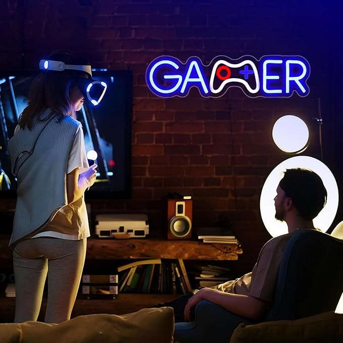 Gamer Neon Sign, Neon Signs for Wall Decor Neon LED Signs Gaming Room Neon Light Up Signs Home Decor for Bedroom Club Party Bar Shop USB Operated