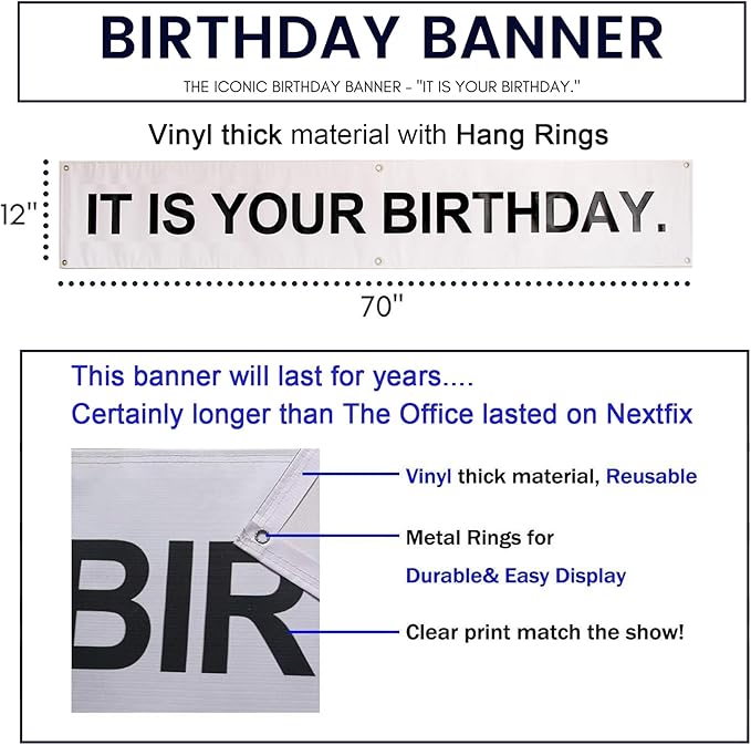 It is Your Birthday Banner, The Office Dwight Theme Husband Boyfriend Office Birthday Party Decorations, Brown Black Grey Balloons White Crepe Streamers and Tape, Office Parties, Retirement 49Pcs
