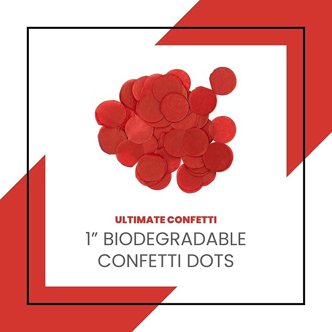 Biodegradable Tissue Paper Confetti Dots, Red Color (1 Pound Bag of Confetti)