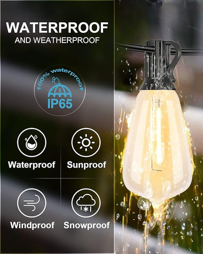 Lightdot LED Outdoor String Lights 500FT Patio Lights with 160 Shatterproof ST38 Vintage Edison Bulbs, Outside Hanging Light Waterproof for Porch, Deck, Garden, Backyard, Balcony, Dimmable- ETL Listed