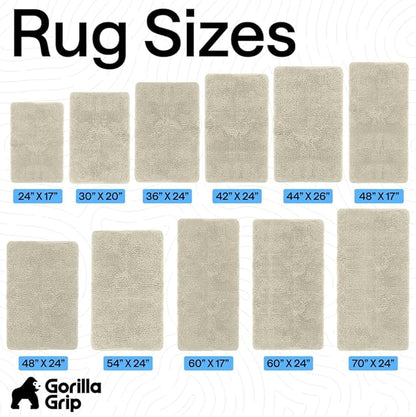 GORILLA GRIP Bath Rug Mat 60x24, Thick Absorbent Chenille, Quick Dry Microfiber Mats, Rubber Backing Washable Shower Floor Rugs, Bathmat Runner, US Designed Bathroom Home Decor Accessories Dusty Cloud
