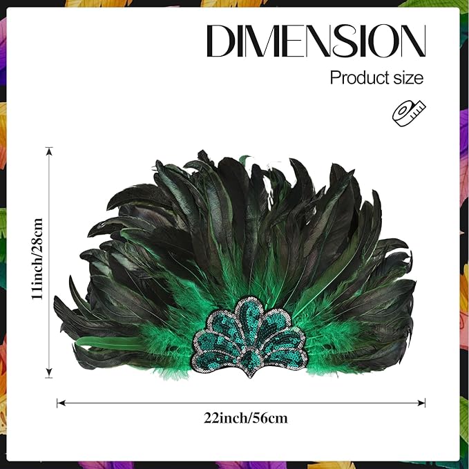 Women's Carnival Feather Headpieces Sequin Headdress for Wedding Masquerade Party Cosplay Feather Headbands
