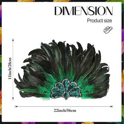 Women's Carnival Feather Headpieces Sequin Headdress for Wedding Masquerade Party Cosplay Feather Headbands
