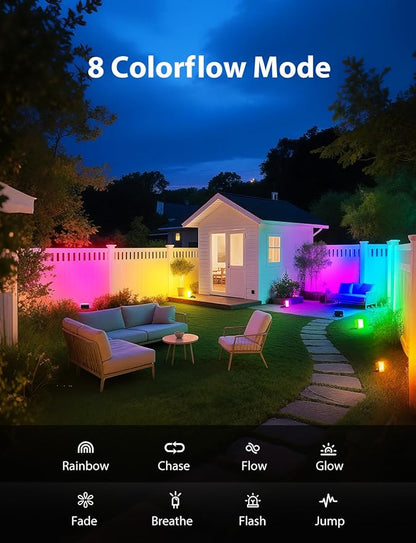 Onforu RGBW Flood Lights Outdoor Remote Control, Color Changing LED Landscape Lights, IP65 Waterproof Uplights for Events, Uplighting for Halloween Christmas Garden Yard Party, Wired 6 Pack 60W