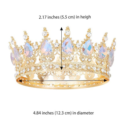Gold Crown for Women Crystal Tiara and Queen Crown for Girl Wedding Headband for Bride Hair Accessories for Costume Birthday Party Cake Decoration Prom