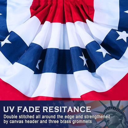 American Flag Bunting Patriotic Pleated Fan Flag USA Flags with Brass Grommets and Zip Ties for 4th of July Memorial Day Decoration Outdoor (8, 1.5x3 Feet)
