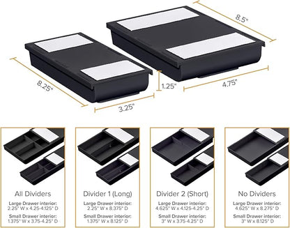 Bostitch Konnect Under Desk Drawer, Self-Adhesive Slide Out Storage Organizer with 4 Customizable Dividers, 2-Pack