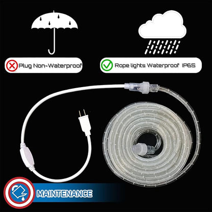 Russell Decor 50ft/15m LED Rope Lights Indoor Outdoor Decorative Lighting for Party Trees Patio Deck Flexible String Lights-Red White Green