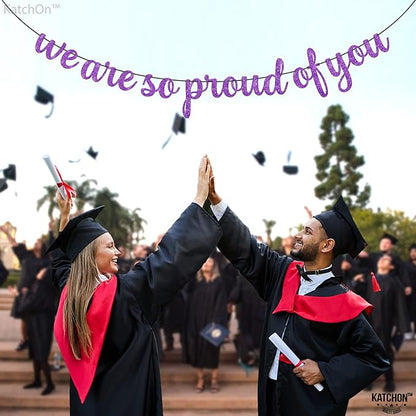 KatchOn, We are So Proud of You Banner - Glitter 10 Feet, No DIY | Congratulations Banner Purple, Graduation Decorations Class of 2025 | Lavender Graduation Decorations 2025