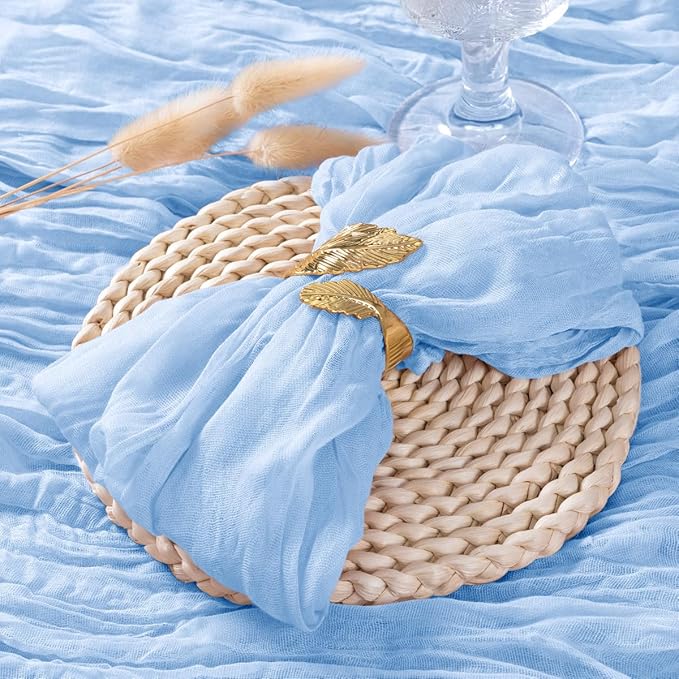 Socomi Blue Cheesecloth Napkins Light Sky Blue Fall Thanksgiving Cheese Cloths Gauze Set of 24 Boho Washable Dinner Table Napkins for Wedding Party Baby Shower Birthday Party Decor