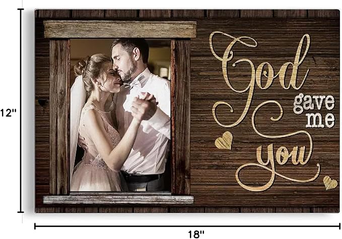 Dem Canvas Personalized Canvas Prints, Custom Photo And Name, God Gave Me You, Wedding Gifts For Couple Anniversary Wedding Engagement Gift For Couples Canvas (18x12)