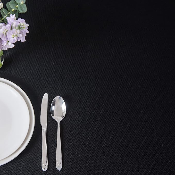 maxmill Jacquard Square Tablecloth Waterproof Spillproof Wrinkle Resistant Soft Textured Table Cloth for Dinner and Party Washable Polyester Fabric, Indoor and Outdoor Use, 60 x 60 Inch, Black