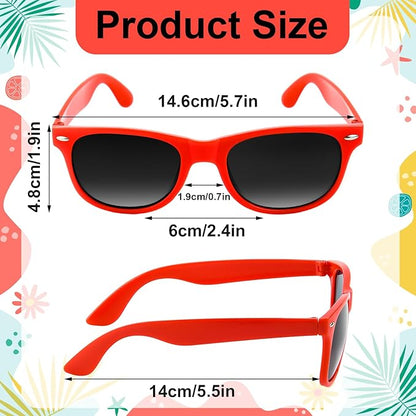 NEBURORA 12 Pack Red Neon Sunglasses Bulk Retro Colorful Party Glasses for Adult Men Women Birthday Wedding Summer Beach Pool Party Supplies