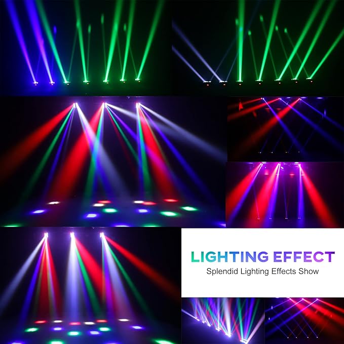 LED Mini Spider Moving Head Light 8x5W Beam Stage Lights RGBW Sound Activated DMX-512 Control for DJ Party Bar Disco Show Wedding Event Stage Lighting