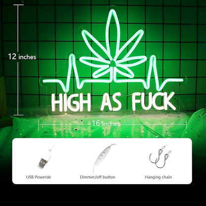 JFLLamp Leaf Weed Neon Signs LED Neon Lights Signs for Wall Decor Bedroom Suitable for Living Room Bar Game Room Hotel Birthday Party Restaurant Christmas Unique Gift for Lover 16 * 12 Inch(Green)
