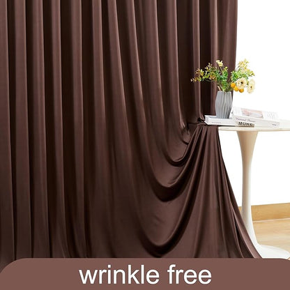 10x10 Brown Backdrop Curtain for Parties Wedding Wrinkle Free Brown Photo Curtains Backdrop Drapes Fabric Decoration for Birthday Party Baby Shower 5ft x 10ft,2 Panels