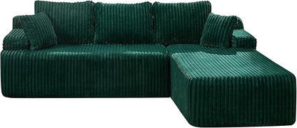 Hobestluk Modular Sectional Sofa Couches L-Shape Couch 3 Seat Modular Sofa Memory Foam Sectional Couches for Living Room, Cloud Couch with Oversized Chaise (108" Right Facing Chaise)