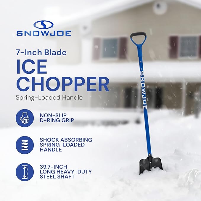 Snow Joe Ice Chopper with 7-Inch Carbon Steel Blade and Shock-Absorbing Handle, 3.2 Lbs - Portable and Lightweight Winter Scraper and Ice Remover for Driveway, Sidewalk, Garage, & Patio, SJEG700